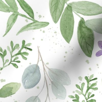 Watercolor Lavender and Greenery Pattern