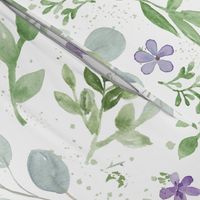 Watercolor Lavender and Greenery Pattern