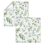 Watercolor Lavender and Greenery Pattern