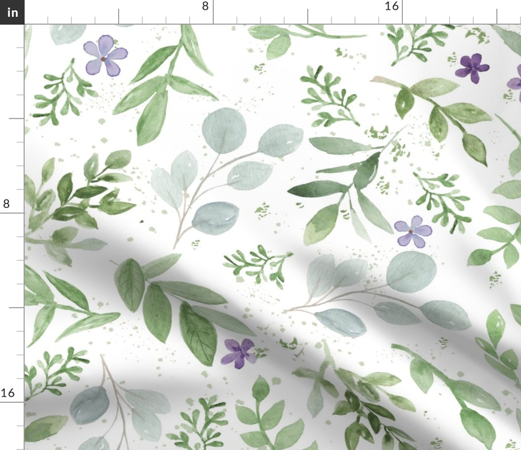 Watercolor Lavender and Greenery Pattern