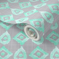 Gray Grey Mint Green Linen Texture Watercolor Ikat _ Miss Chiff Designs