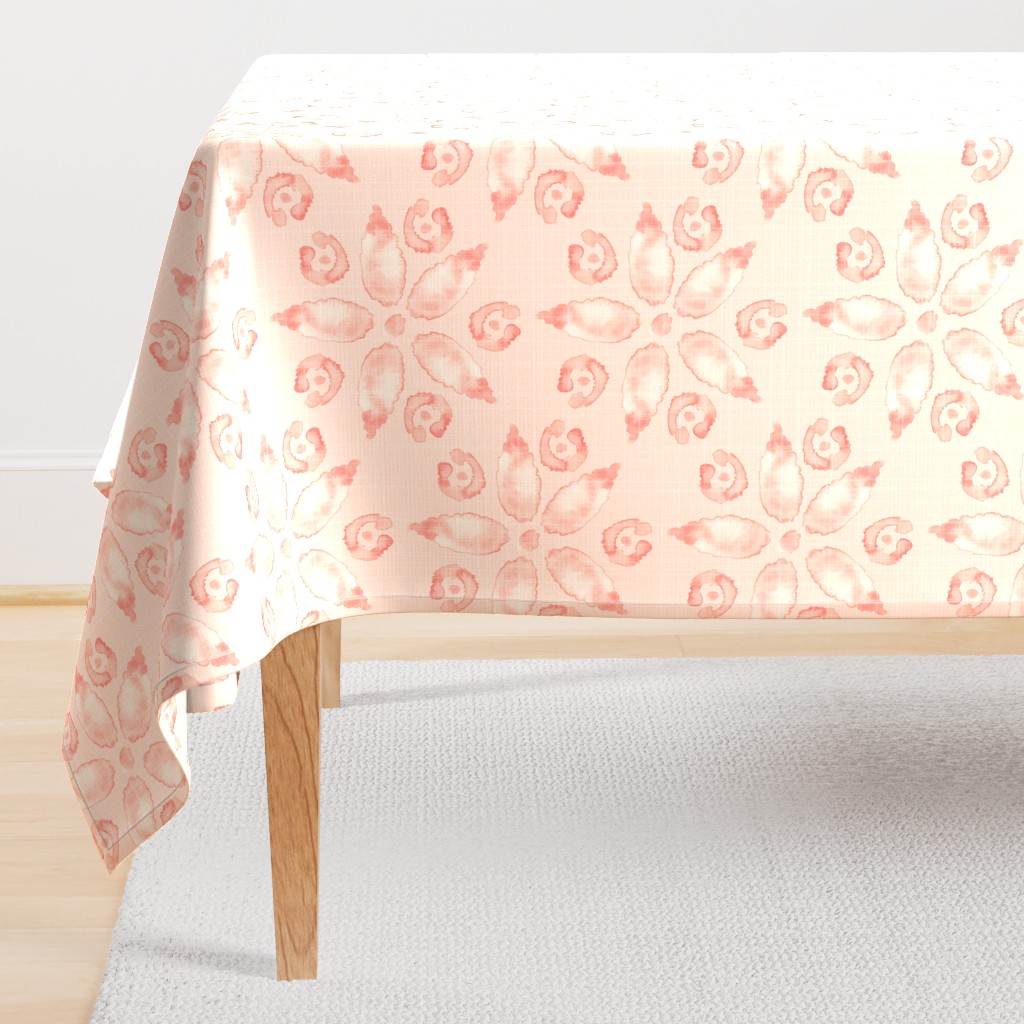 18-08A Jumbo Watercolor Floral Peach Coral Pink Blush Linen Texture _ Miss Chiff Designs 