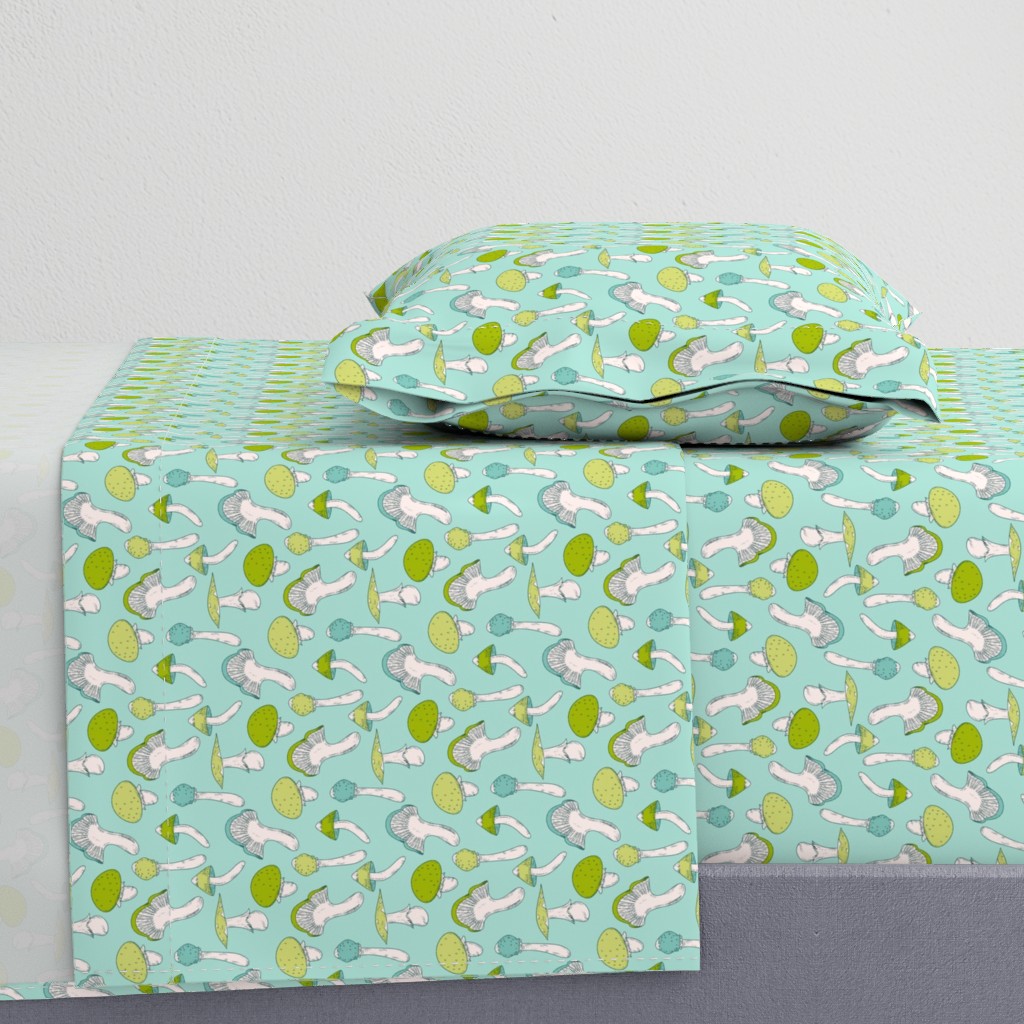 Mushroom Blue Green Pattern