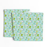 Mushroom Blue Green Pattern