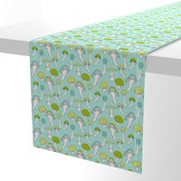 Mushroom Blue Green Pattern