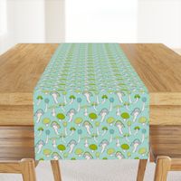 Mushroom Blue Green Pattern