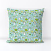 Mushroom Blue Green Pattern