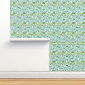 Mushroom Blue Green Pattern