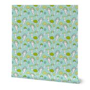 Mushroom Blue Green Pattern