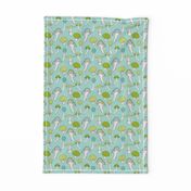 Mushroom Blue Green Pattern