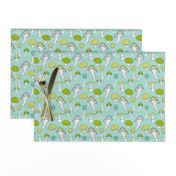 Mushroom Blue Green Pattern