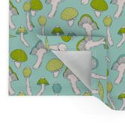 Mushroom Blue Green Pattern