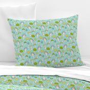 Mushroom Blue Green Pattern