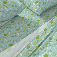 Mushroom Blue Green Pattern