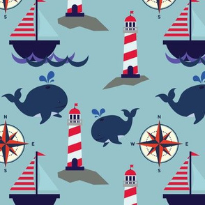 Whales, Lighthouses and Sailboats