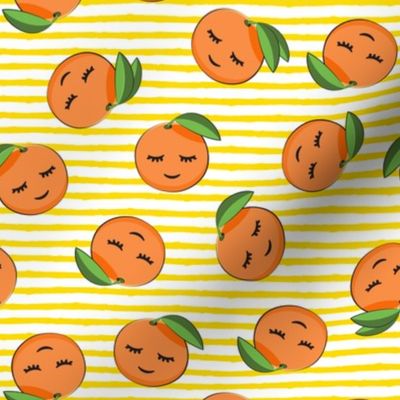 happy clementines on stripes (yellow)