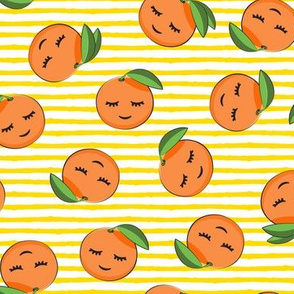 happy clementines on stripes (yellow)