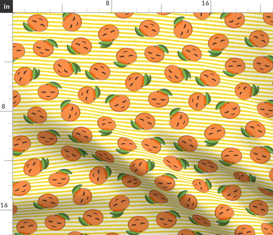 happy clementines on stripes (yellow)