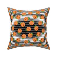 happy clementines on stripes (black)