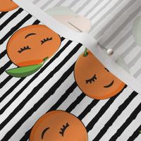 happy clementines on stripes (black)