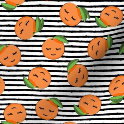 happy clementines on stripes (black)