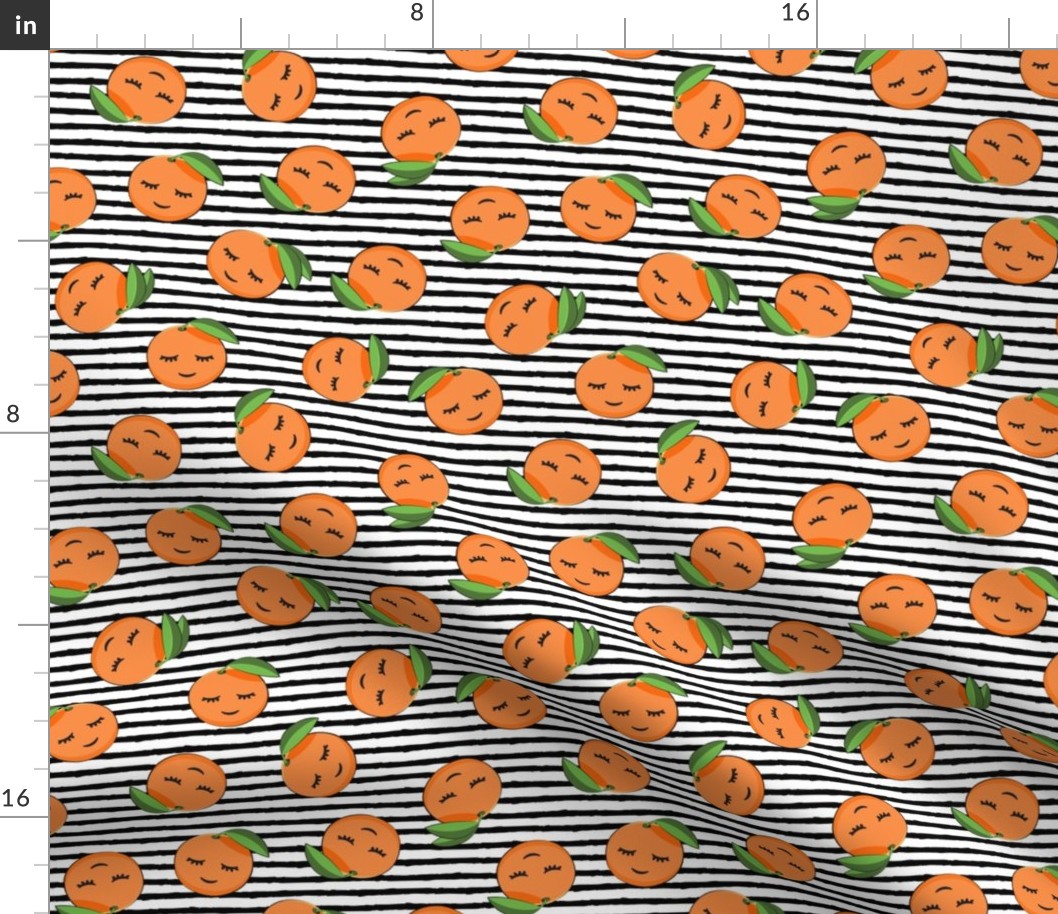 happy clementines on stripes (black)