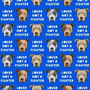 (small scale) lover not a fighter - pit bull on blue