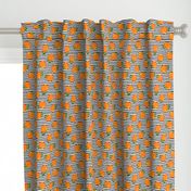 clementines on black stripes - oranges summer citrus fabric