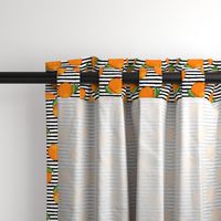 clementines on black stripes - oranges summer citrus fabric