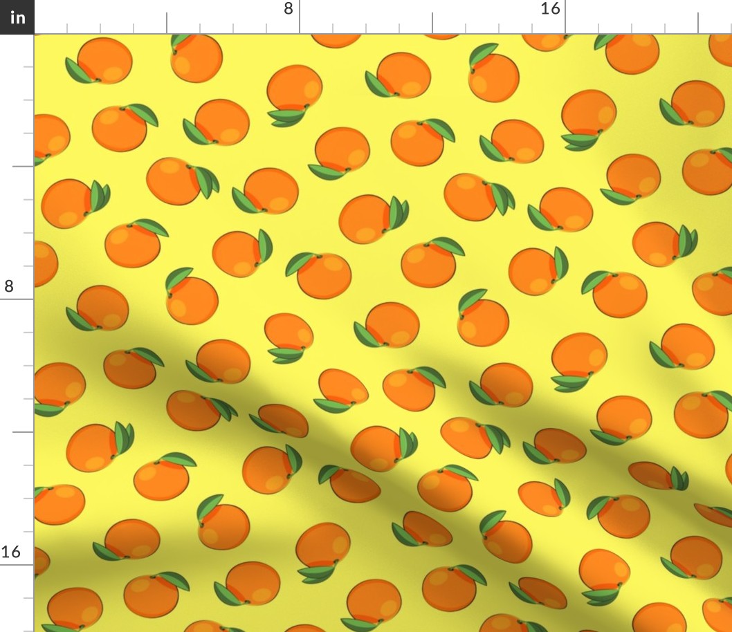 clementines on yellow - summer citrus fabric