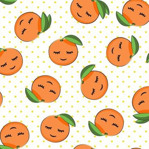 happy clementines on polka dots (yellow)