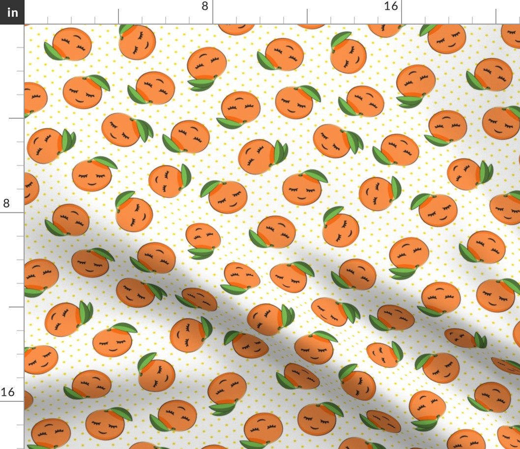 happy clementines on polka dots (yellow)