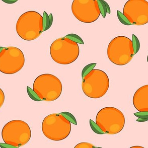 clementines on pink - orange fabric