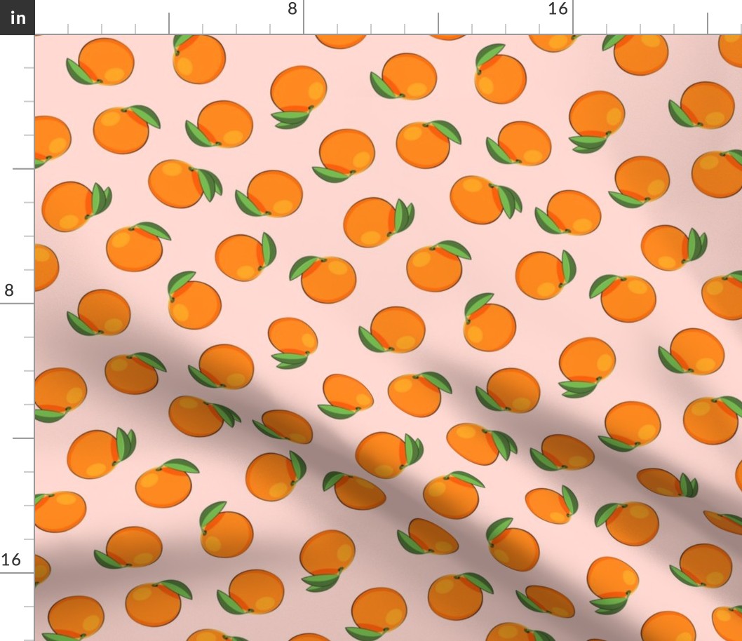 clementines on pink - orange fabric