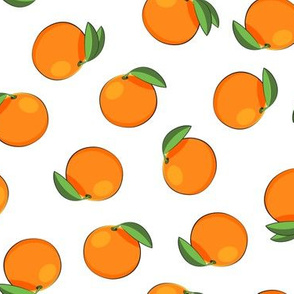 clementines on white - orange fabric