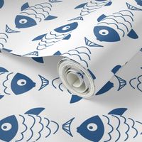 white and navy fish