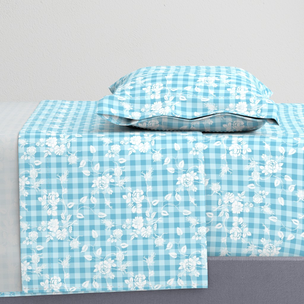 Gingham Rococo aqua