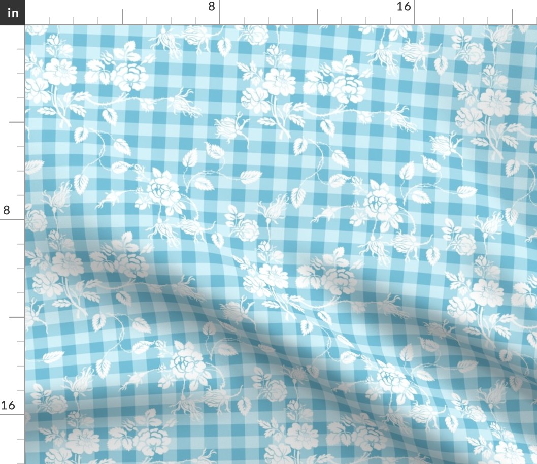 Gingham Rococo aqua