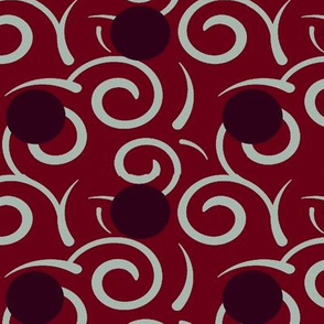 Swirls grey swirls_deep red