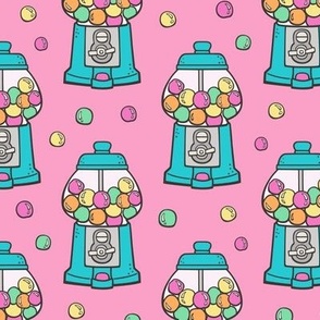 Bubble Gumball Machine Blue on Pink