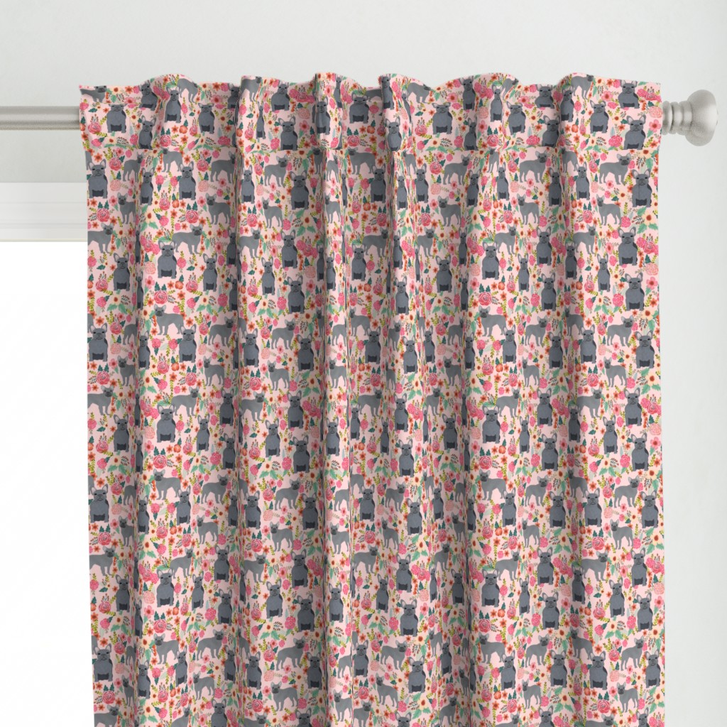 frenchie floral grey coat french bulldog fabric pink