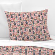 frenchie floral grey coat french bulldog fabric pink