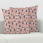 frenchie floral grey coat french bulldog fabric pink