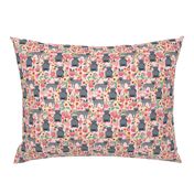 frenchie floral grey coat french bulldog fabric pink