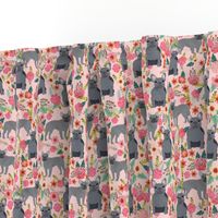 frenchie floral grey coat french bulldog fabric pink