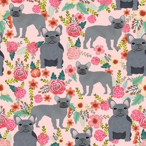 frenchie floral grey coat french bulldog fabric pink