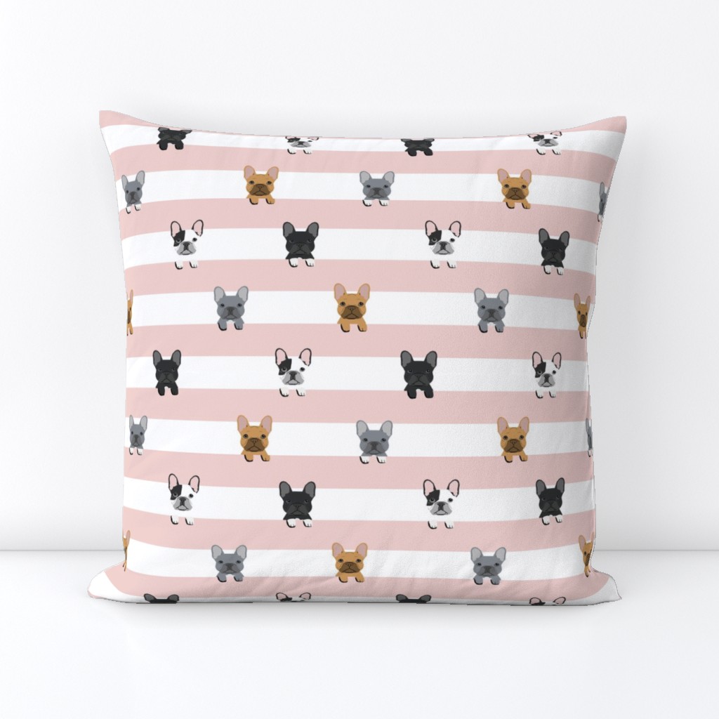 french bulldog stripes dog breed fabric pink