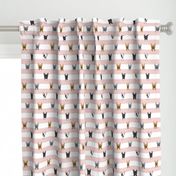 french bulldog stripes dog breed fabric pink