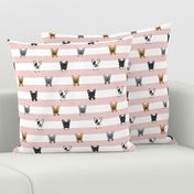 french bulldog stripes dog breed fabric pink