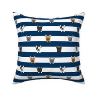 french bulldog stripes dog breed fabric navy